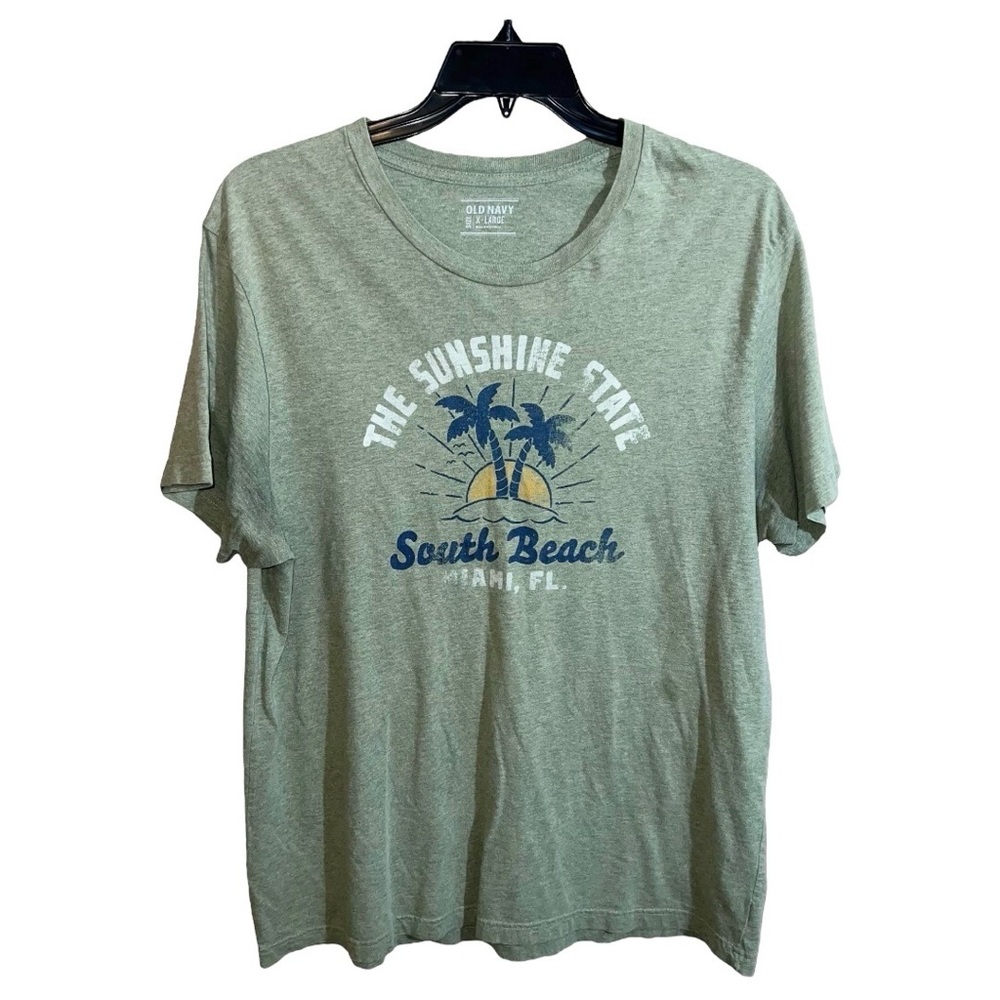 Old Navy Shirt Men’s Size XL Heather Green South Beach Miami Short Sleeve